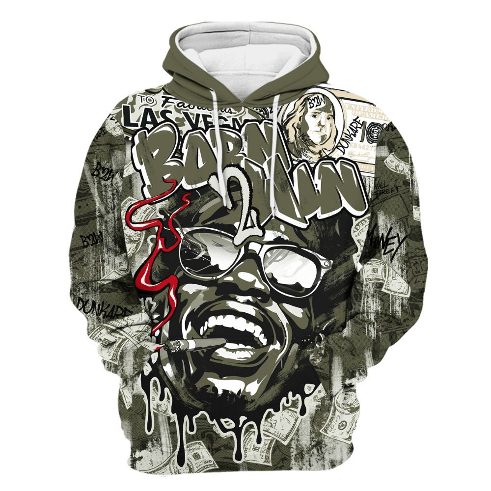 Hoodie To Match Travis Scott Low OG Medium Olive 1s - Born To Win Money All Over Print