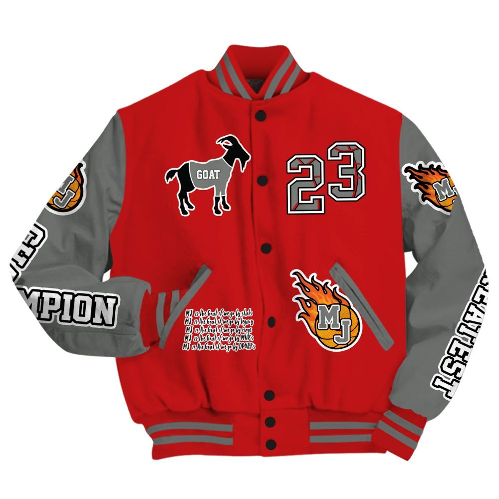 Varsity Jacket To Match Bred Reimagined 4s - 23 G.0.A.T Jump Up Basketball All Over Print