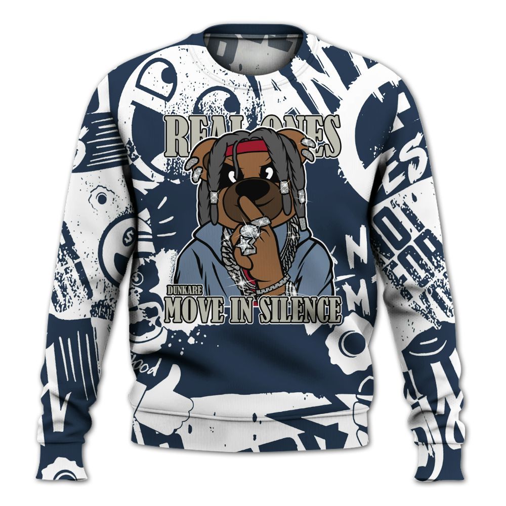 Sweatshirt To Match Navy Blue 2024 6s - Silent Achievers Bear Monogram Graffiti All Over Print