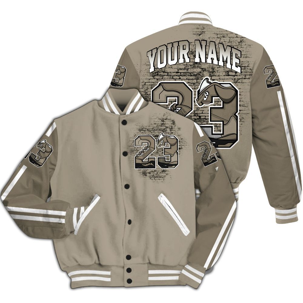 Varsity Jacket To Match High OG Khaki 1s - Custom Name Number 23 5s All Over Print