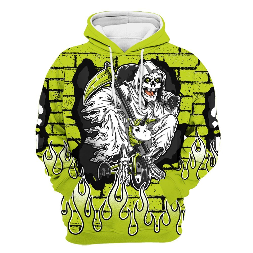Hoodie To Match Bright Cactus 13s - Self Make Skeleton Crashed All Over Print