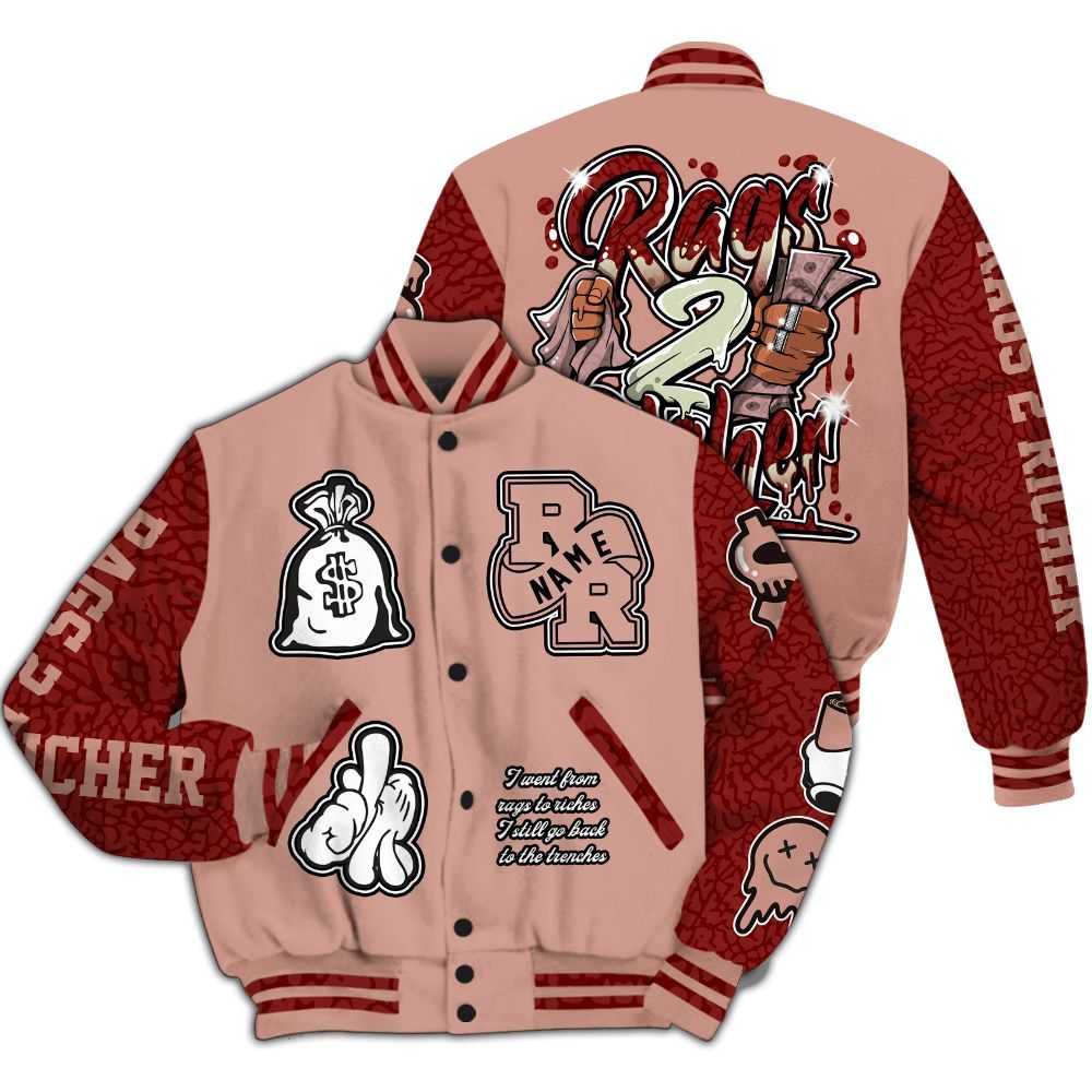 Varsity Jacket To Match Valentines Day 3s - Rag 2 Rich Graphic Custom Name All Over Print