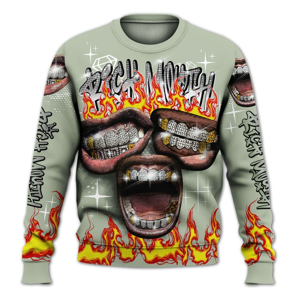 Sweatshirt To Match Seafoam Sail 4s - Rich Mouth Fire Rap Retro 90s All Over Print