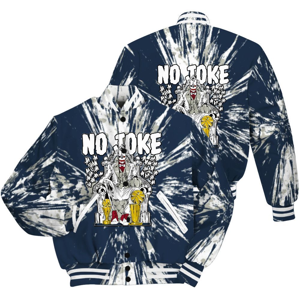 Varsity Jacket To Match White Midnight Navy 6s Shirt - Ain't Joke Skeleton Luxury All Over Print