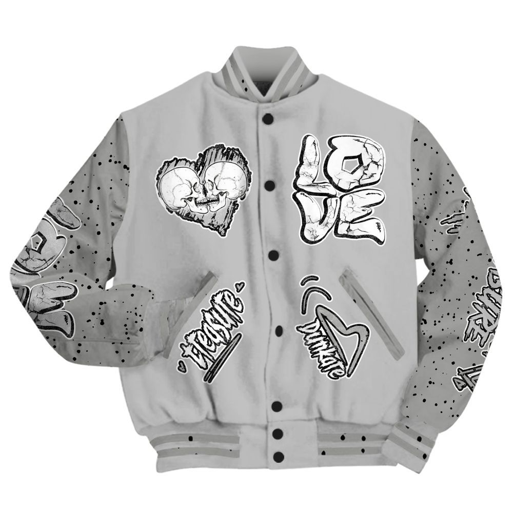 Varsity Jacket To Match Retro White Oreo 4s - Skull Bear All Over Print