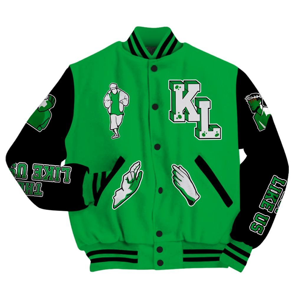 Varsity Jacket To Match Low Lucky Green 1s - Dislike Us Graphic All Over Print