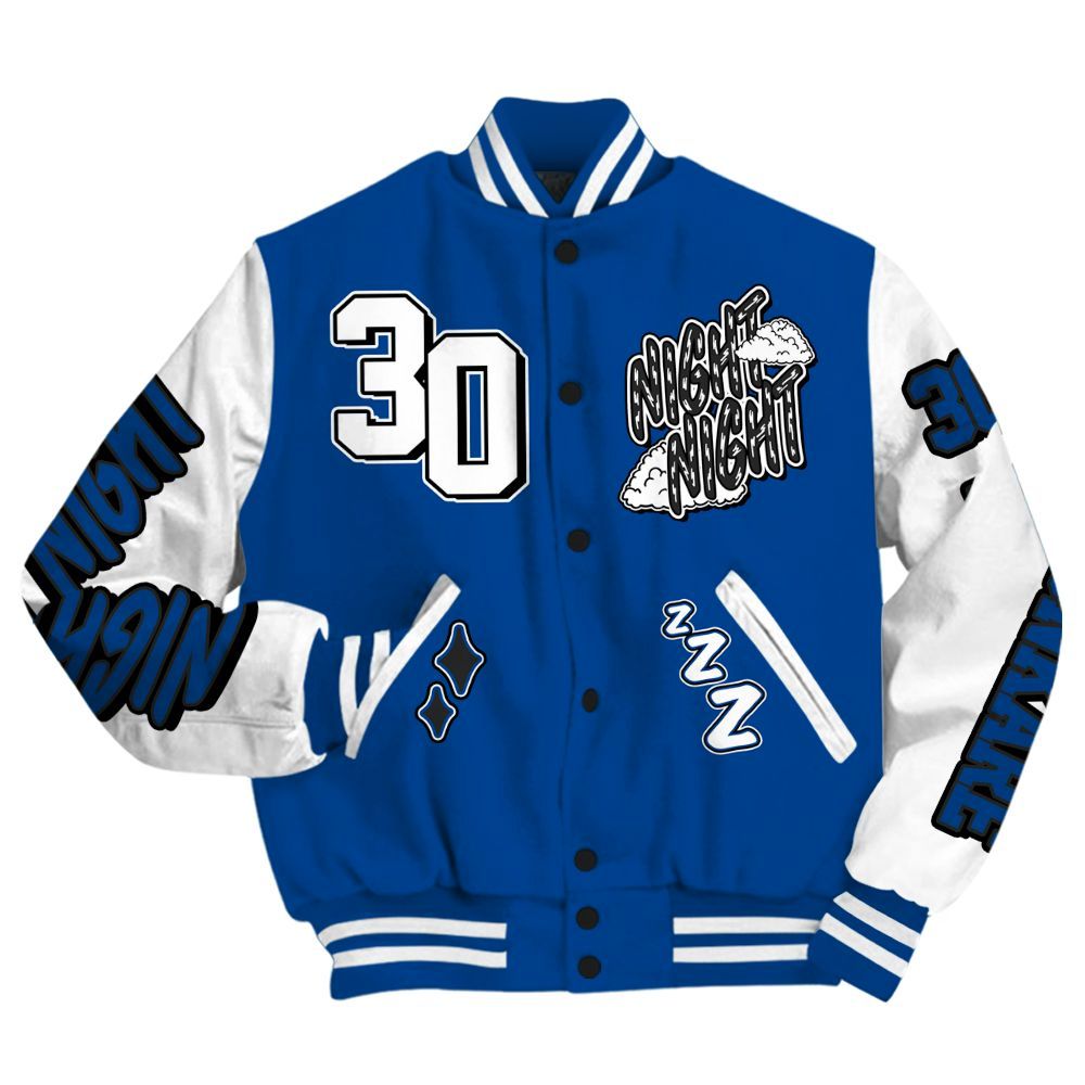 Varsity Jacket To Match Low 85 Royal 1s - Seeya Skeleton All Over Print