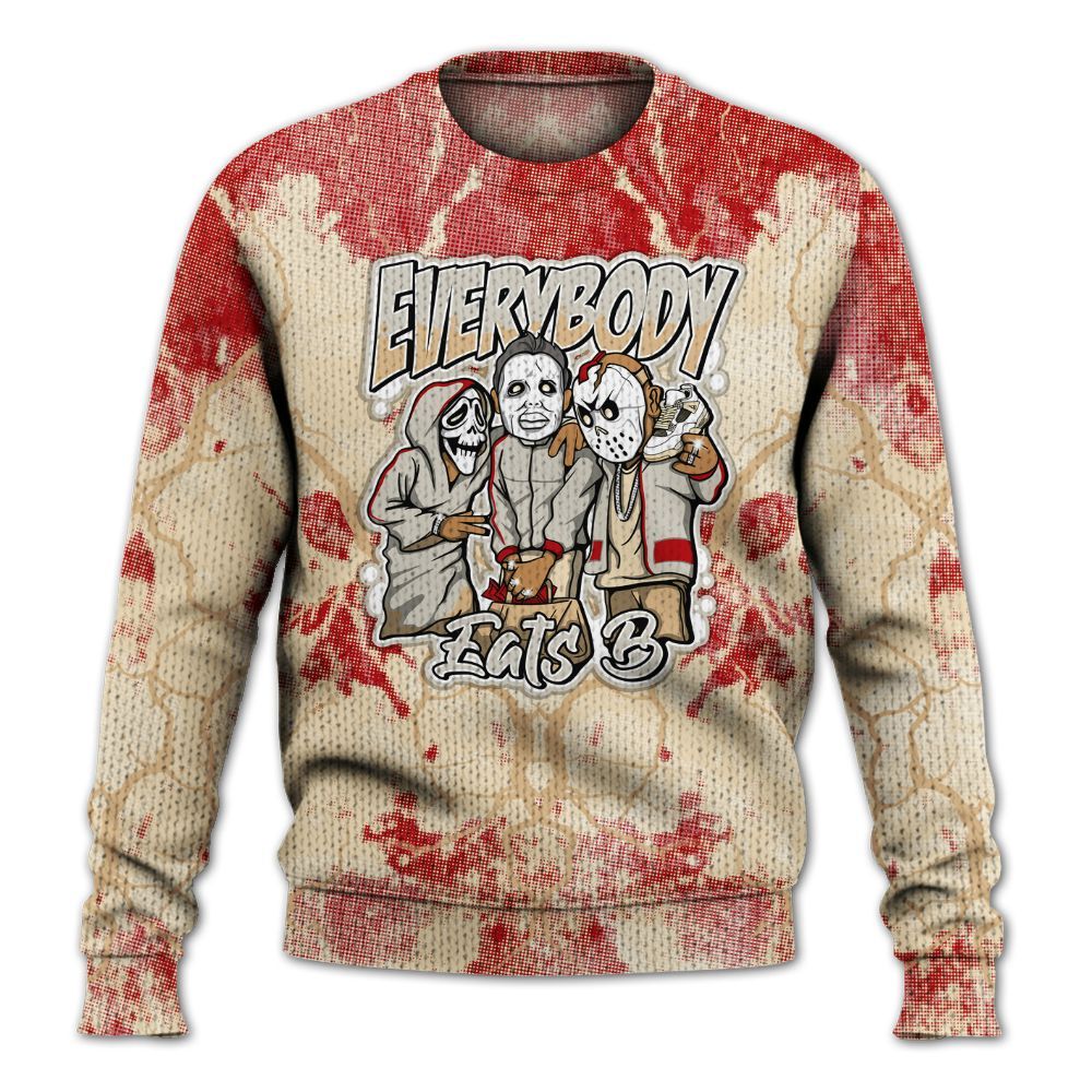 Knitted Sweater To Match Dunk Low Strawberry Waffle - Everybody Eatin B Graphic Halloween