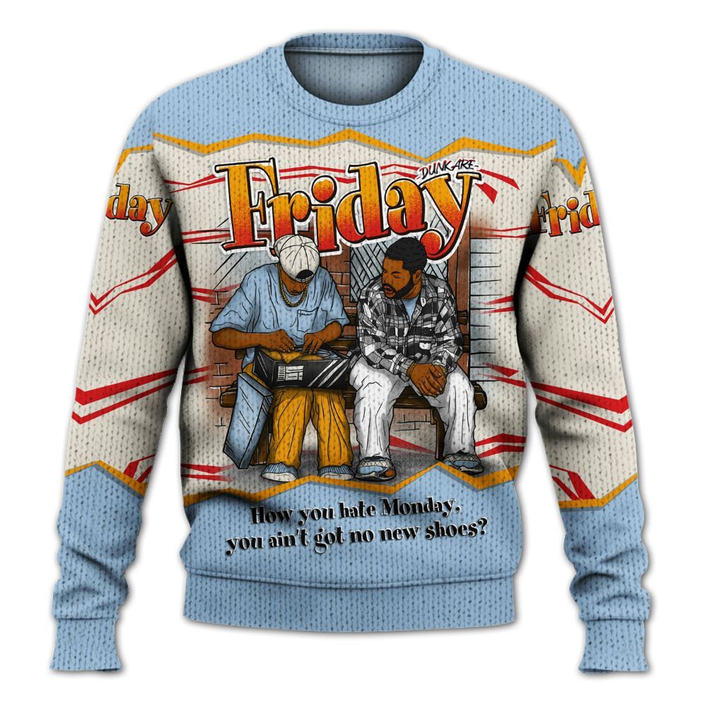 Sweater To Match Retro High OG Pale Ivory Psychic Blue 1s - Friday Movie 90s TV Graphic