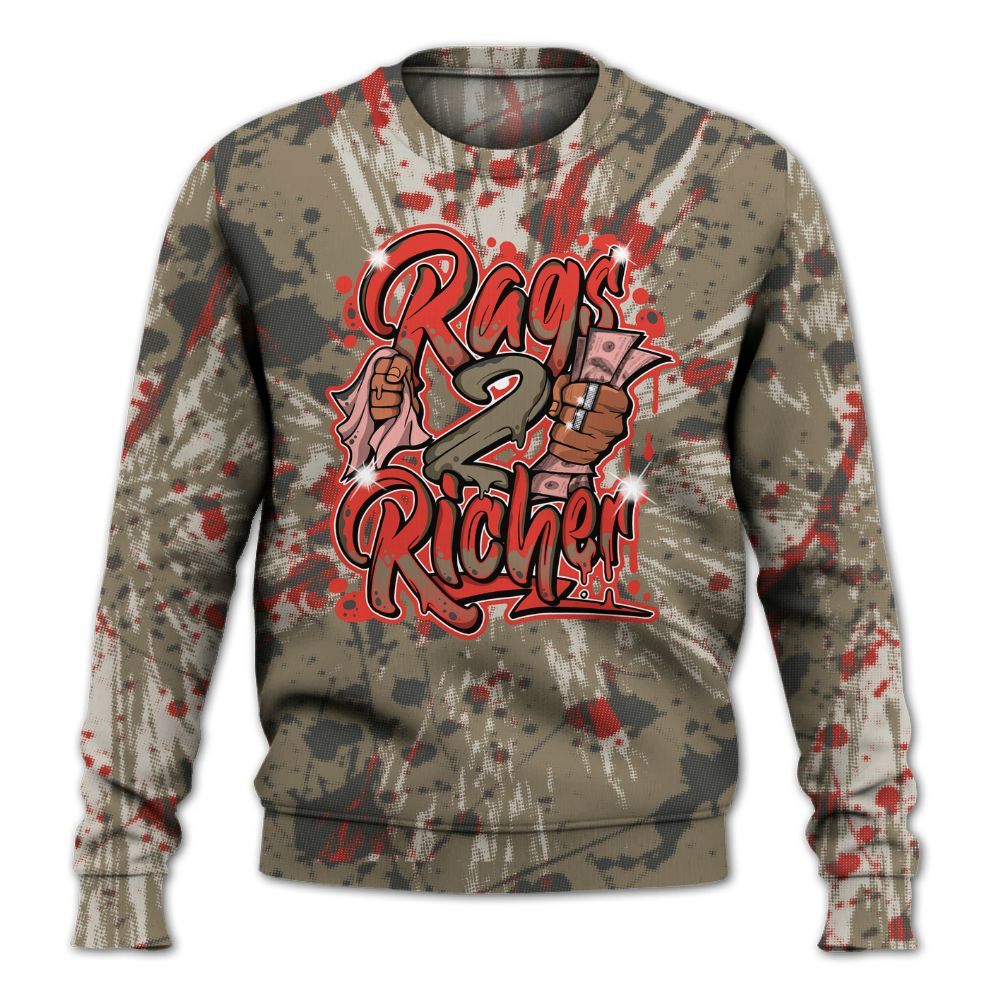 Sweatshirt To Match Olive 9s - Rag 2 Rich Graphic Luxury All Over Print