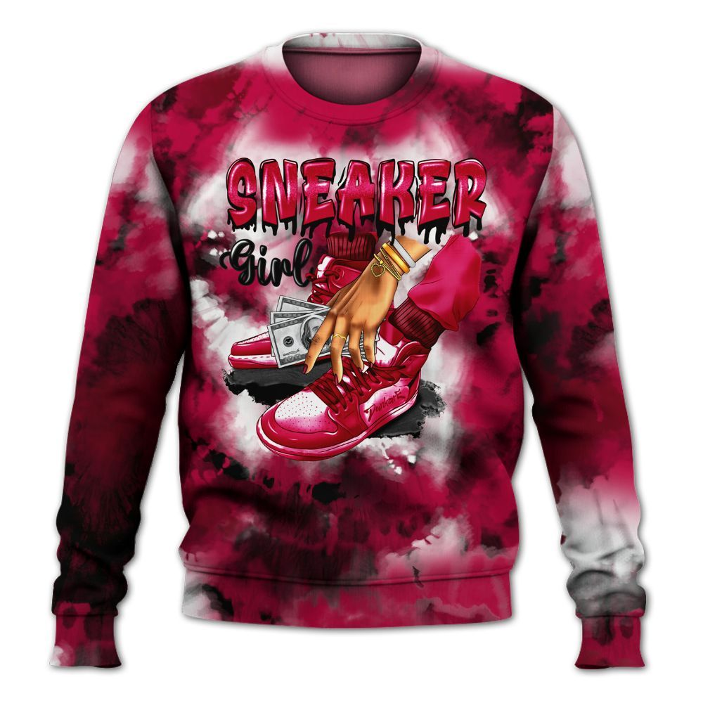 Sweatshirt To Match Retro Chicago 2s - SNEAKER Girl Money Drip Tie Dye All Over Print