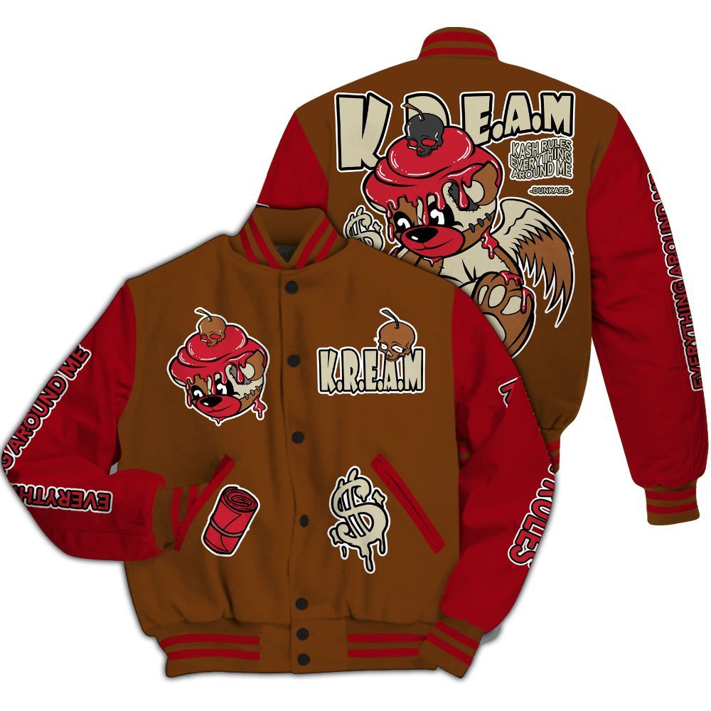 Varsity Jacket To Match Archaeo Brown 5s - Loot Bear White All Over Print