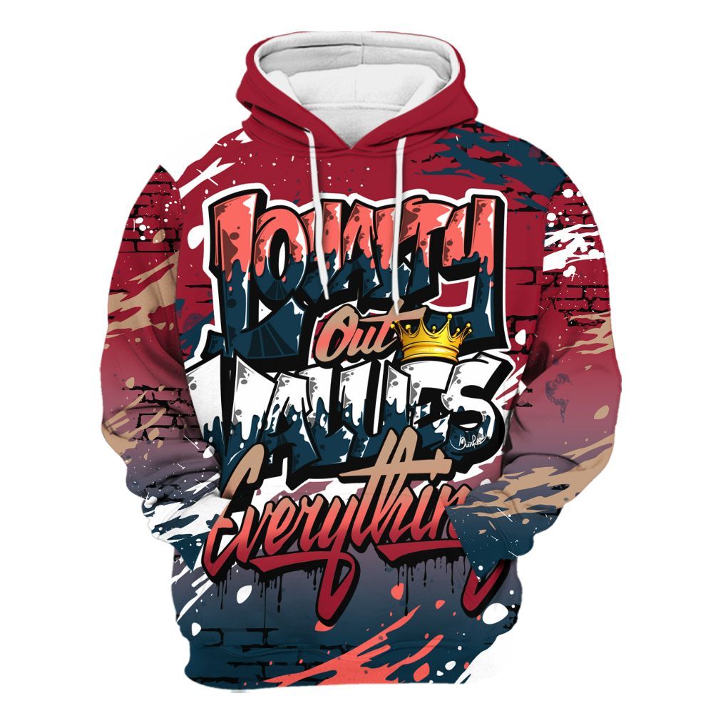 Hoodie To Match Mid Multi Color 2022 1s - Values Of Loyalty Drip All Over Print