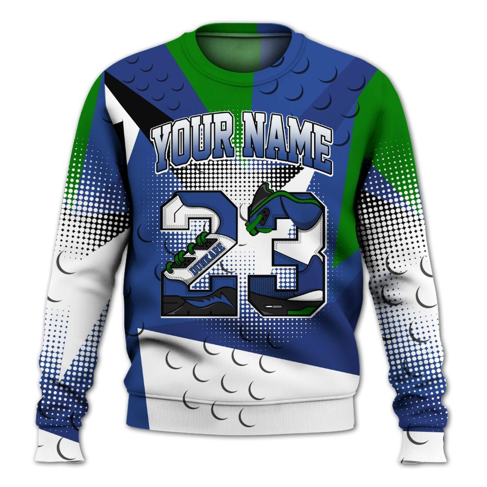 Sweatshirt To Match Retro Hyper Royal 13s - Poly Custom Name Number 23 5s All Over Print