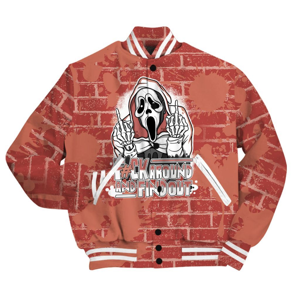 Varsity Jacket To Match Dune Red 13s Shirt - F#CK And Find Out Graphic Halloween All Over Print