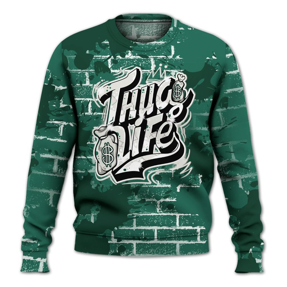 Sweatshirt To Match Oxidized Green 4s - Free Thug Living Graphic Brick Art All Over Print