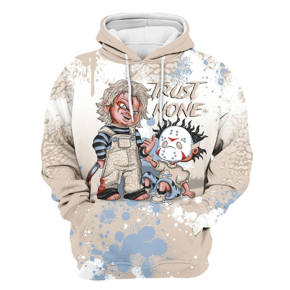 Hoodie To Match Desert Sand 3s - Trust No One Scary All Over Print