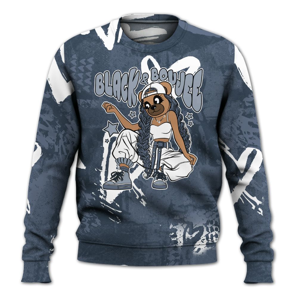 Sweatshirt To Match Low Diffused Blue 11s - Boujee Girls Bear Heart Grunge All Over Print