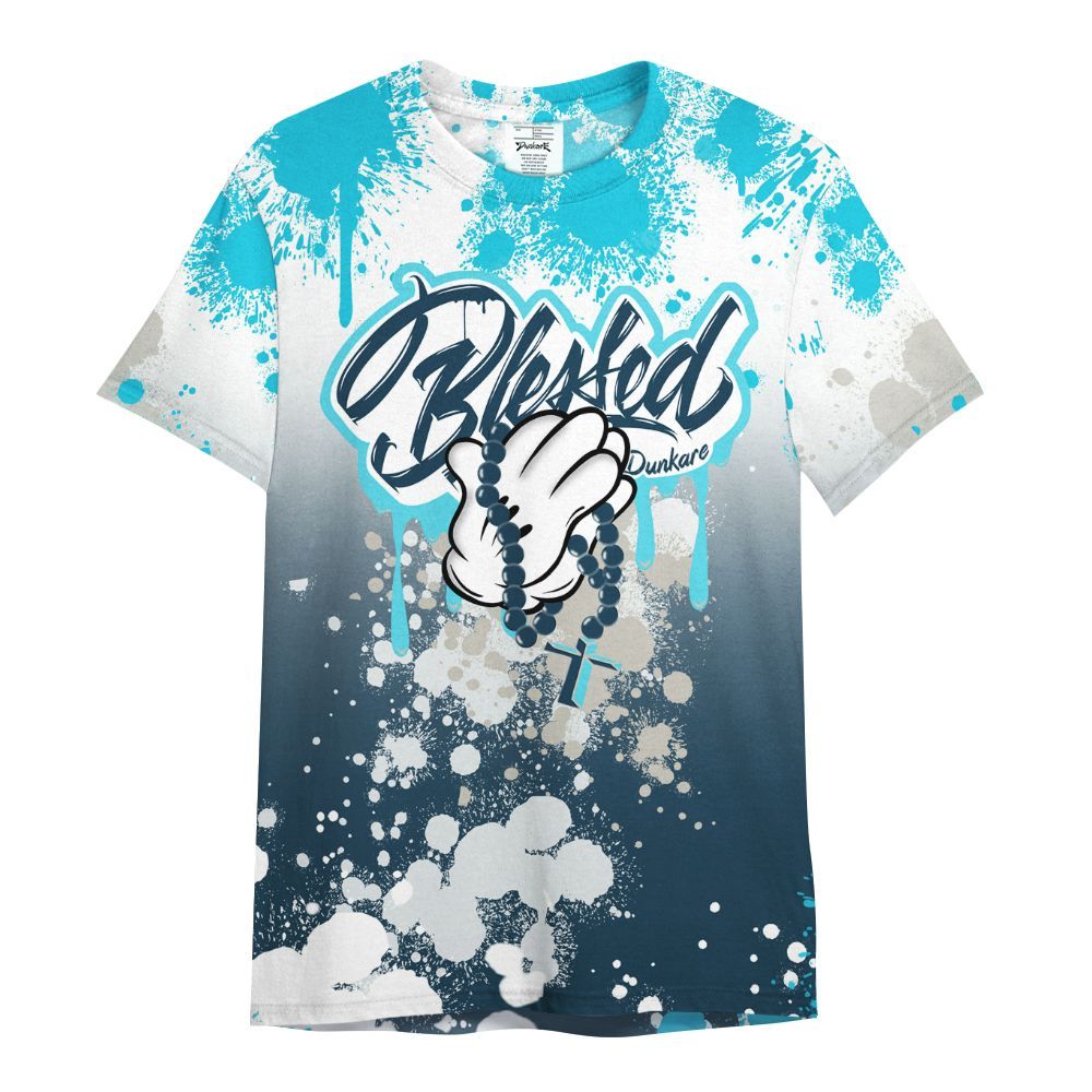 Shirt To Match Air Navy Baltic Blue - God Blessed Ink Drip All Over Print