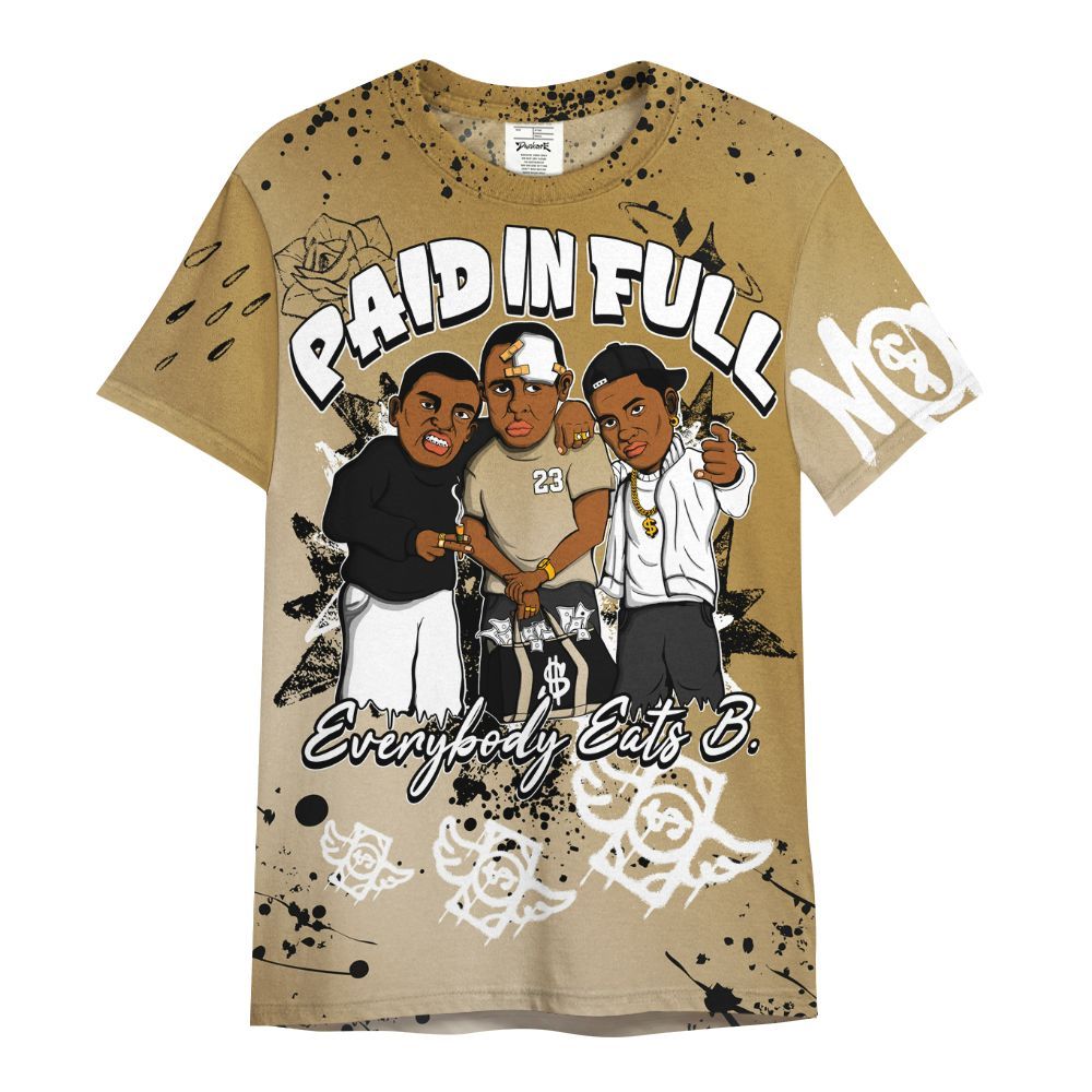 Shirt To Match Max 96 Low Black White Gold - Everybody Paid In Full Crayon All Over Print