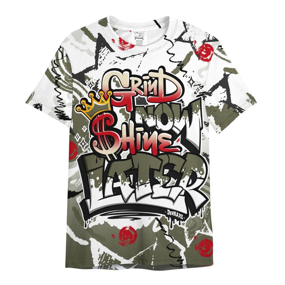 Shirt To Match Low OG Medium Olive 1s - Grind Shine Later Drip All Over Print