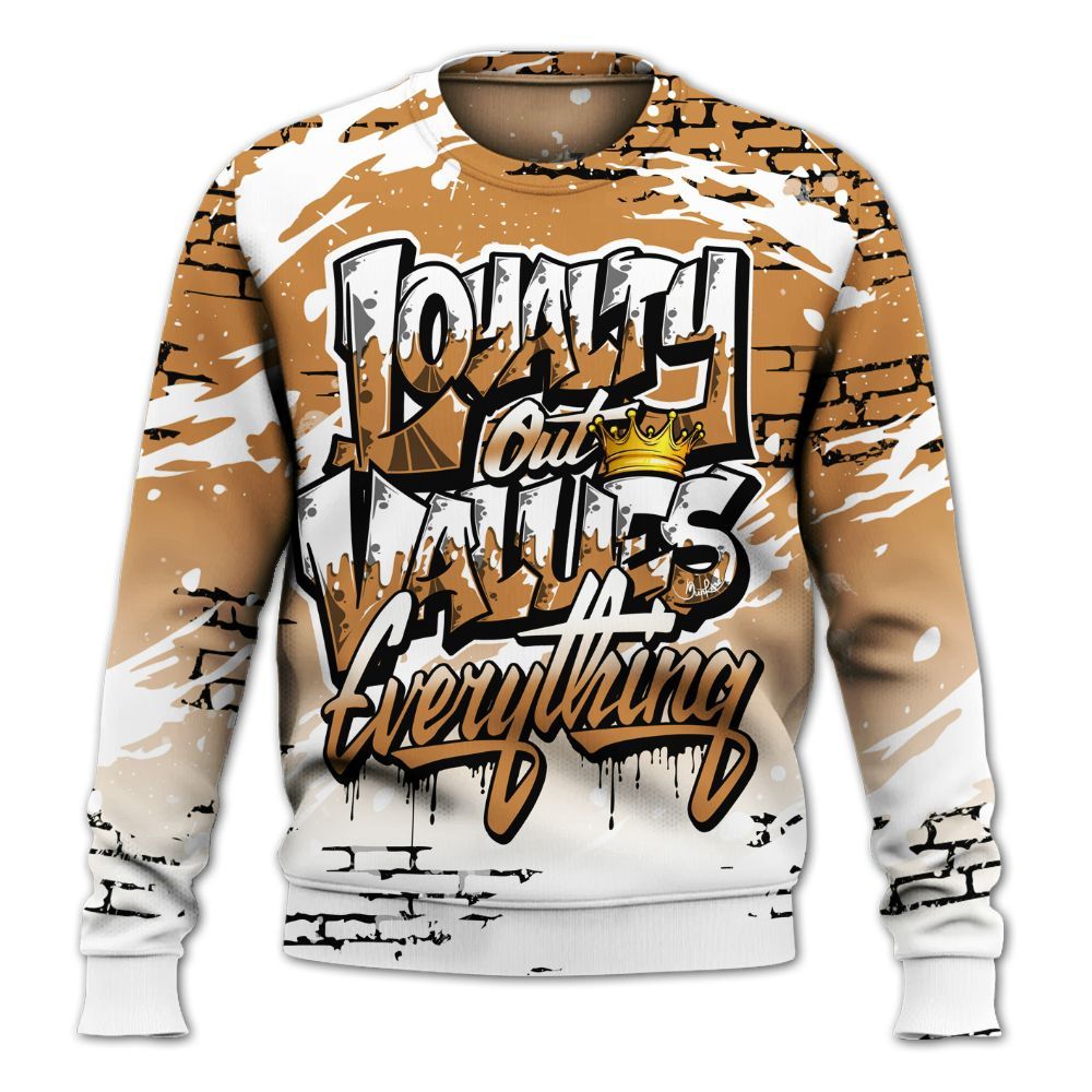Sweatshirt To Match Dunk Low Nature Wheat Suede - Values Of Loyalty Drip All Over Print