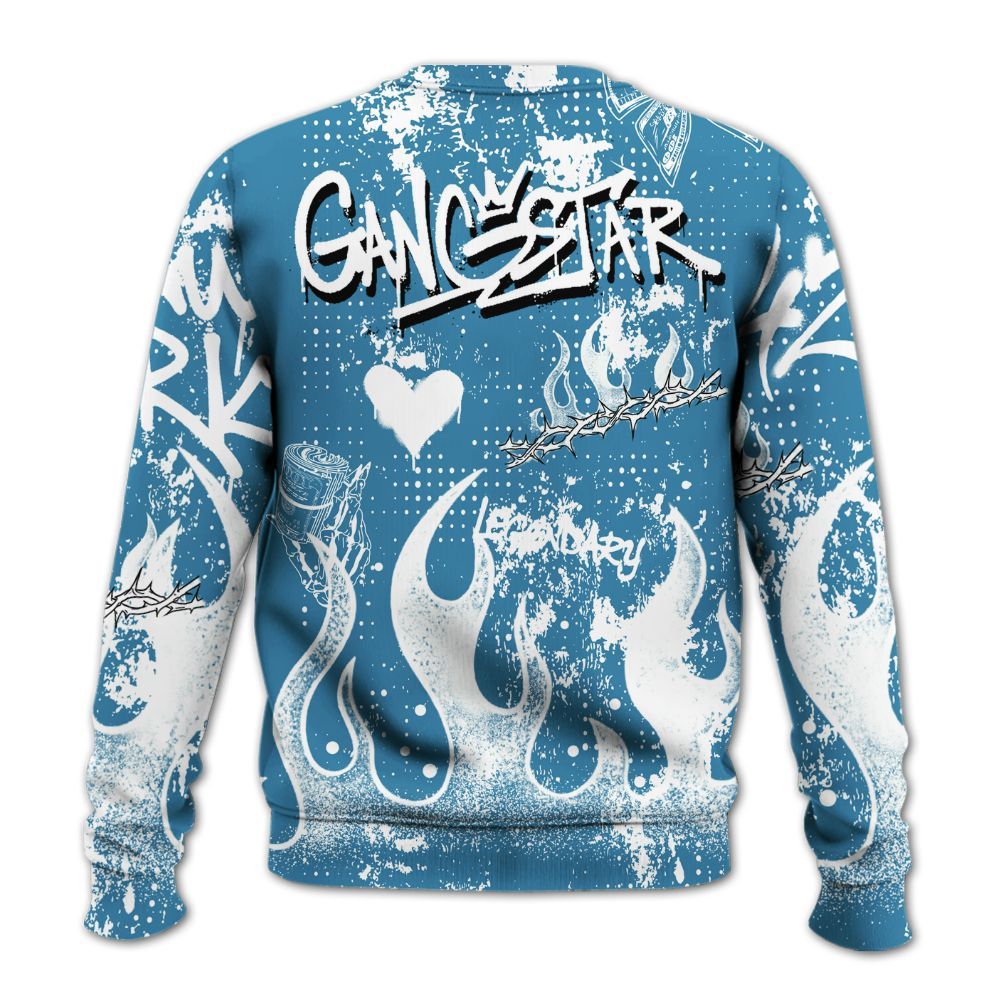 Sweatshirt To Match High OG UNC Reimagined 1s - Lucky Money Paid In Full Graffiti All Over Print