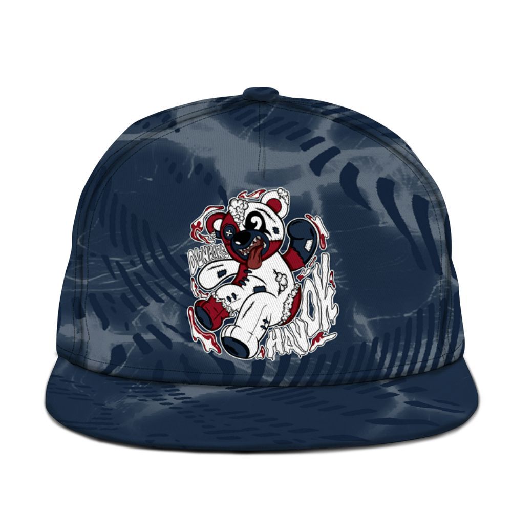 Snapback To Match White Midnight Navy 6s - Havok Bear Graphic