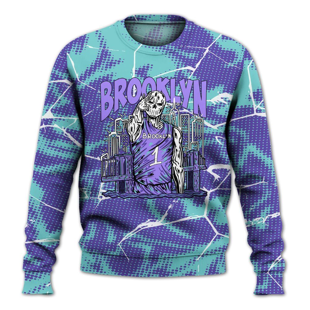 Sweatshirt To Match Low Hornets 1s - Brooklyn's Skeleton Crack All Over Print