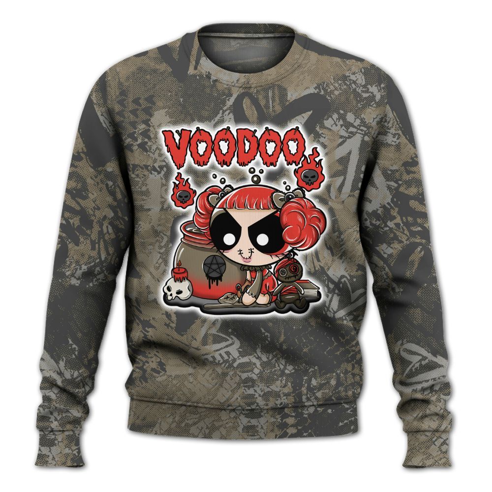 Sweatshirt To Match Olive 9s - Voodooz Heart Grunge All Over Print
