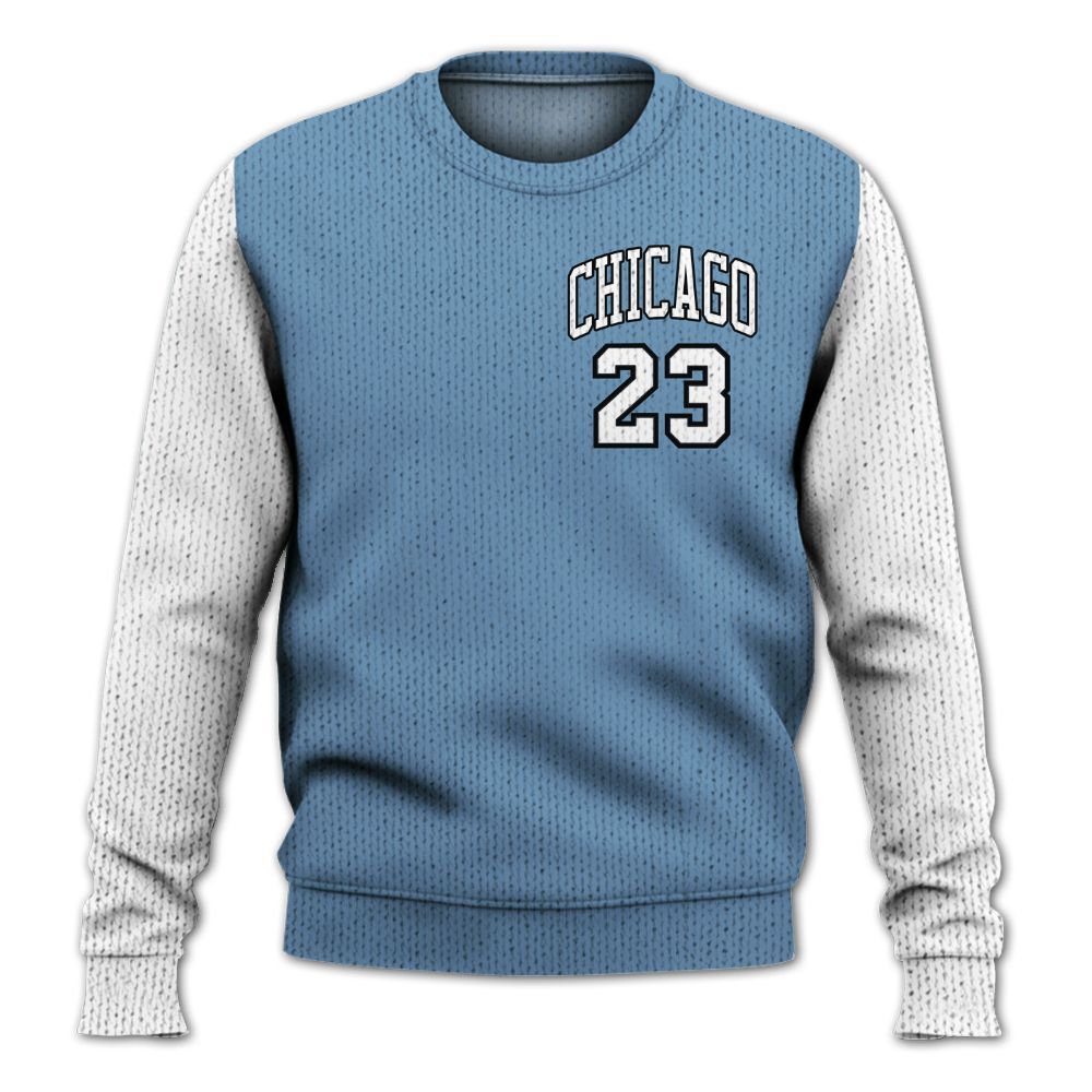 Knitted Sweater To Match High OG First In Flight 1s, Custom Name Chicago 23