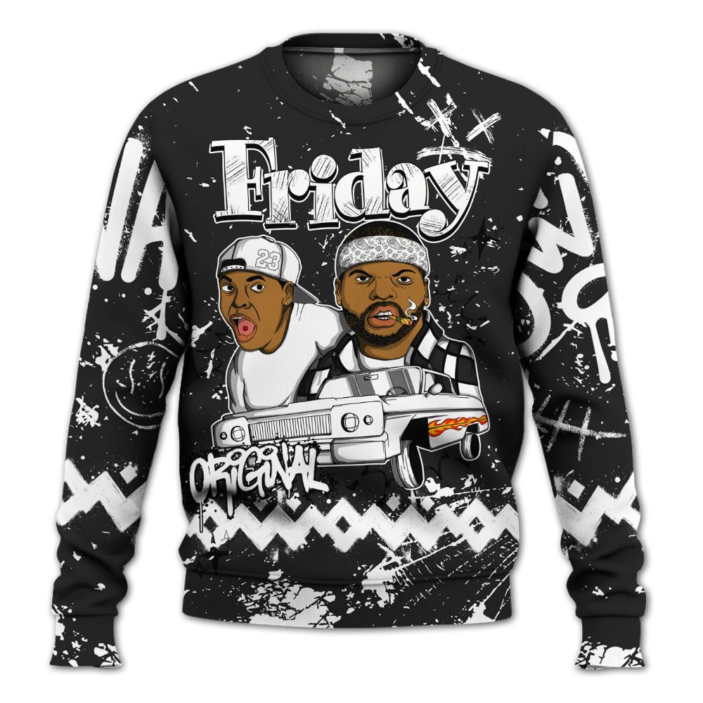 Sweatshirt To Match Black Cat NET 4s - Friday Sneaker Crayon All Over Print