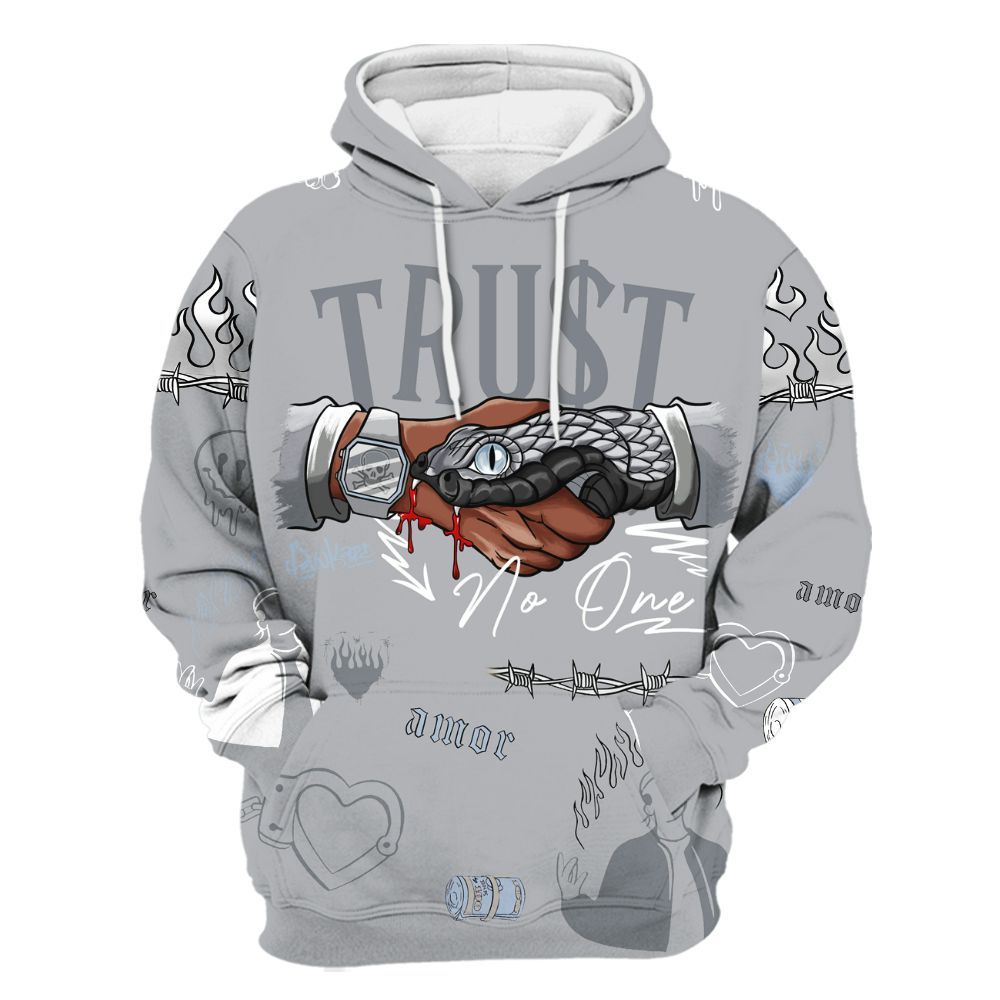 Hoodie To Match Low OG Wolf Grey 1s - Snake Trust No One All Over Print
