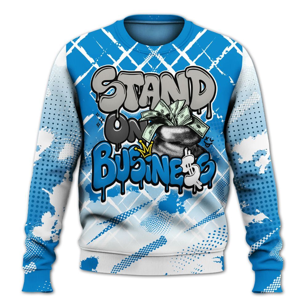 Sweatshirt To Match Industrial Blue 4s - Halftone Stand Business Dripping All Over Print