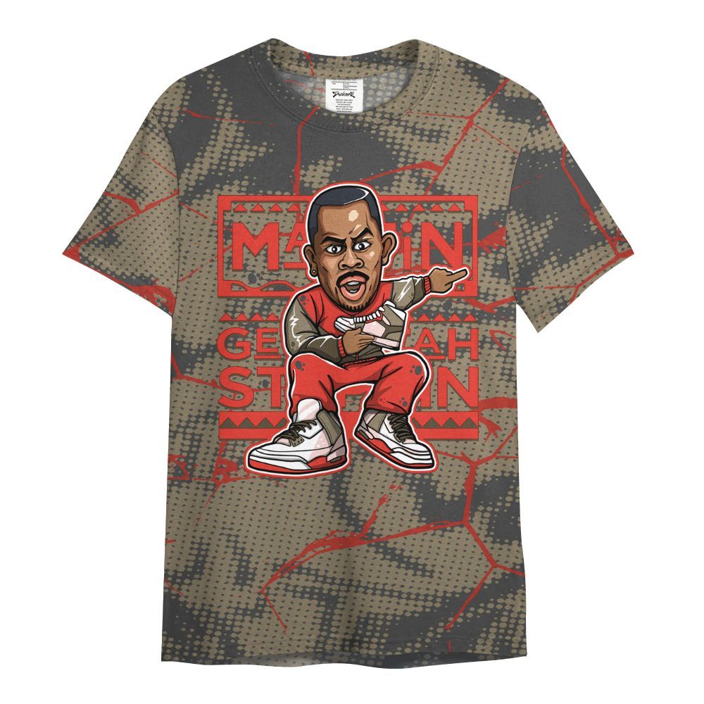 Shirt To Match Olive 9s - Get Tag Sneakers Steppin' Graphic Crack All Over Print