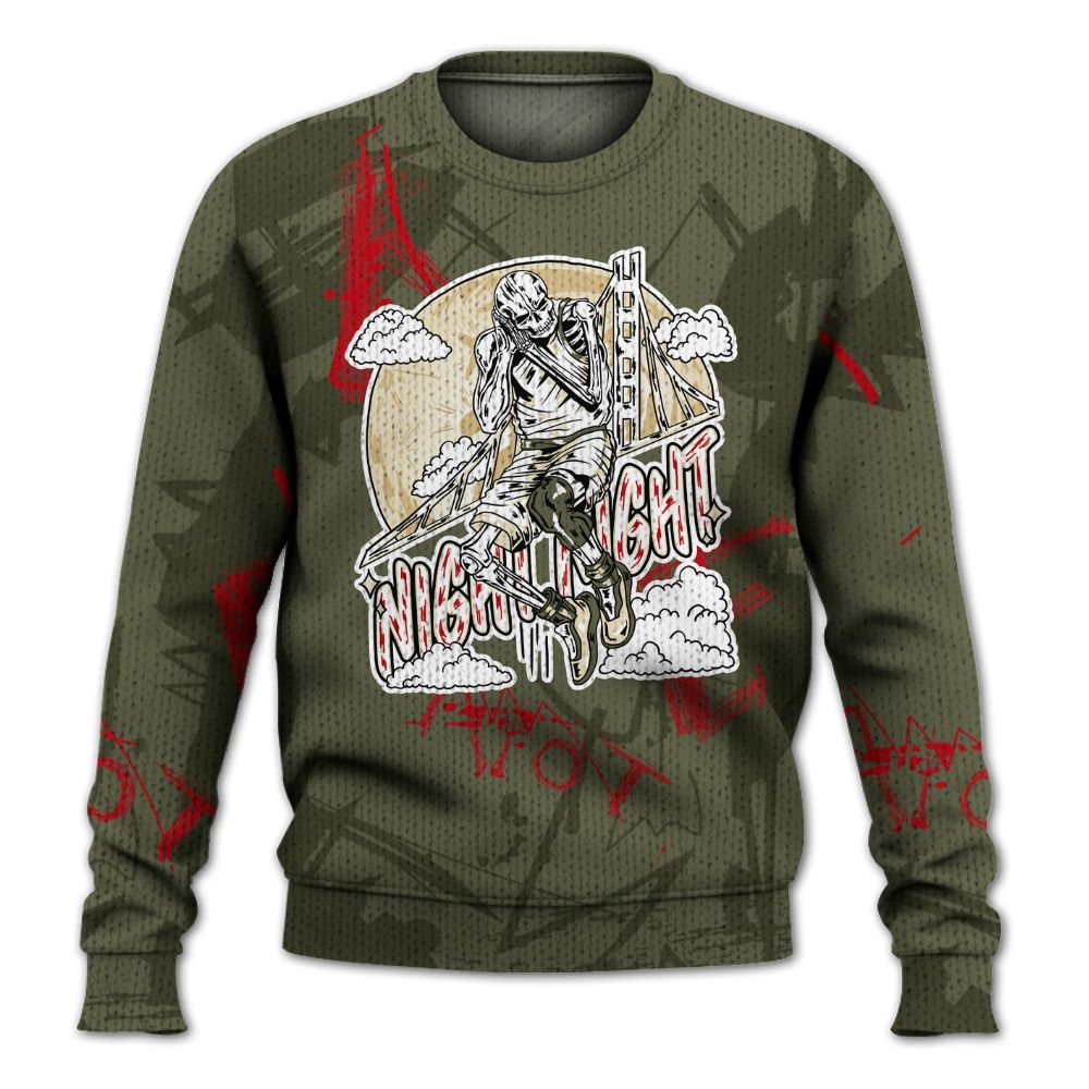 Knitted Sweater To Match Travis Scott Low OG Medium Olive 1s - Seeya Skeleton Messyz