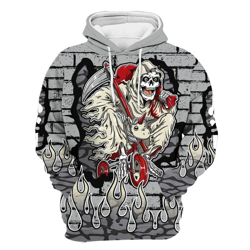 Hoodie To Match Cement Grey 3s - Self Make Skeleton Crashed All Over Print