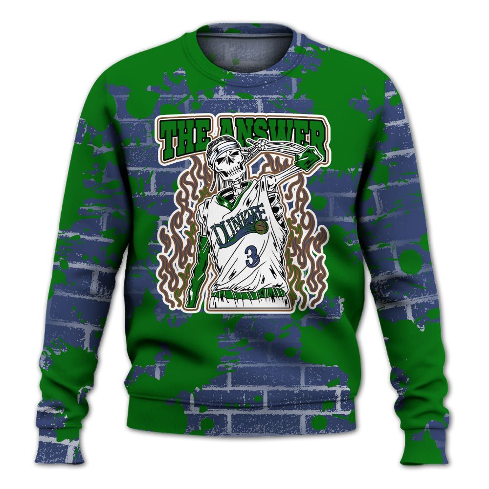 Sweatshirt To Match Midnight Navy 13s - Allen Answer Skeleton Brick All Over Print
