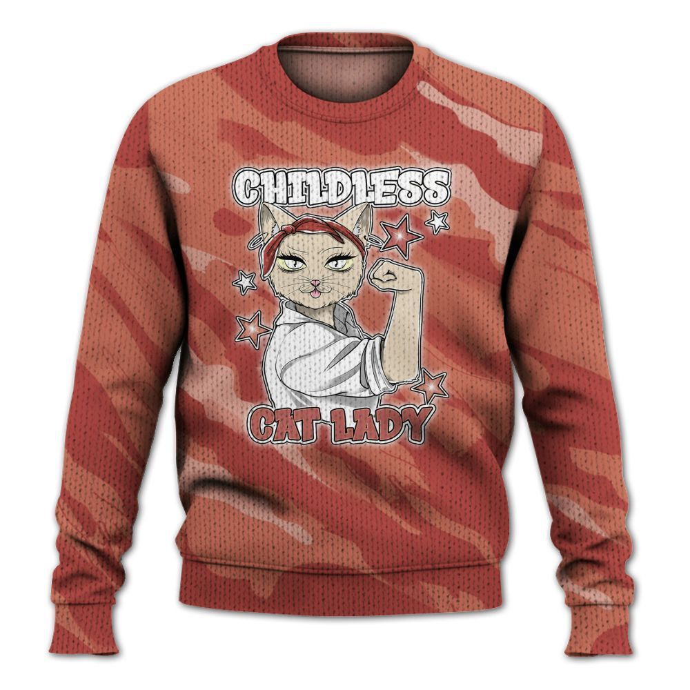 Knitted Sweater To Match Dune Red 13s - Childless Kat Lady