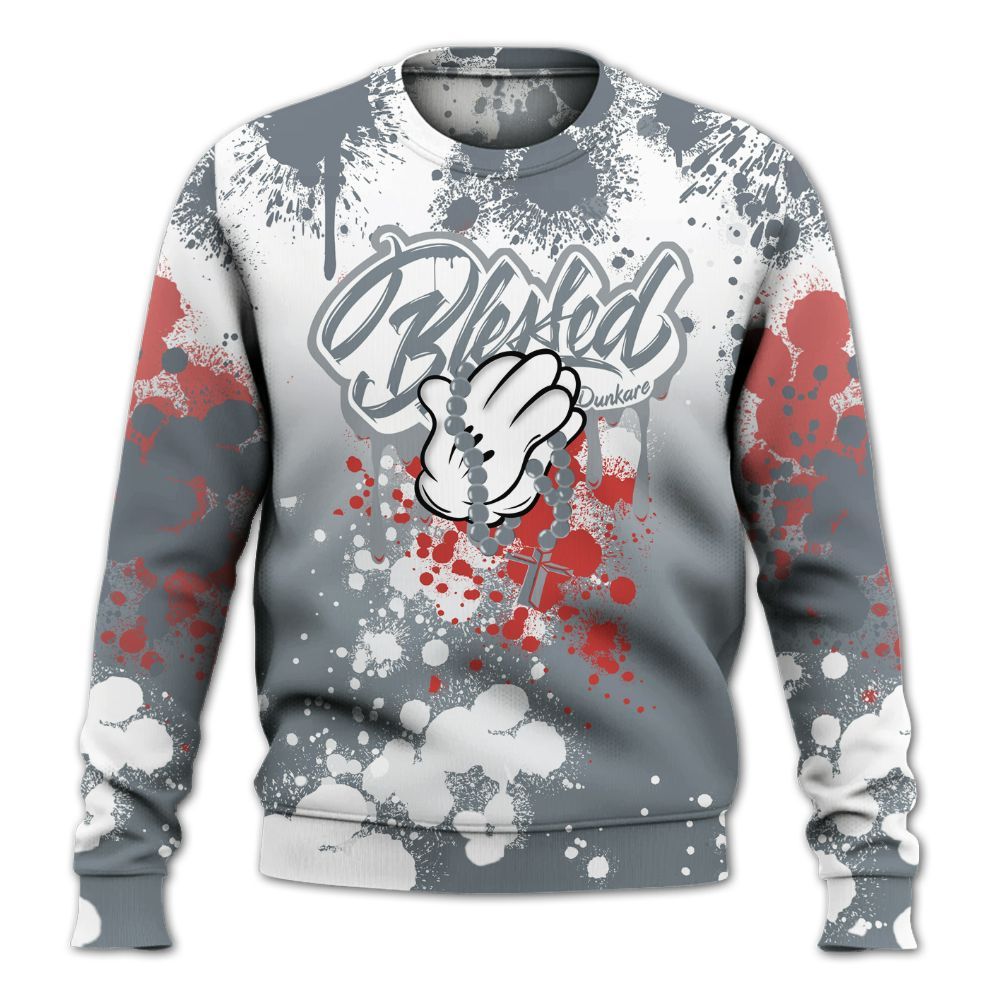 Sweatshirt To Match Wolf Grey 13s - God Blessed Ink Drip All Over Print