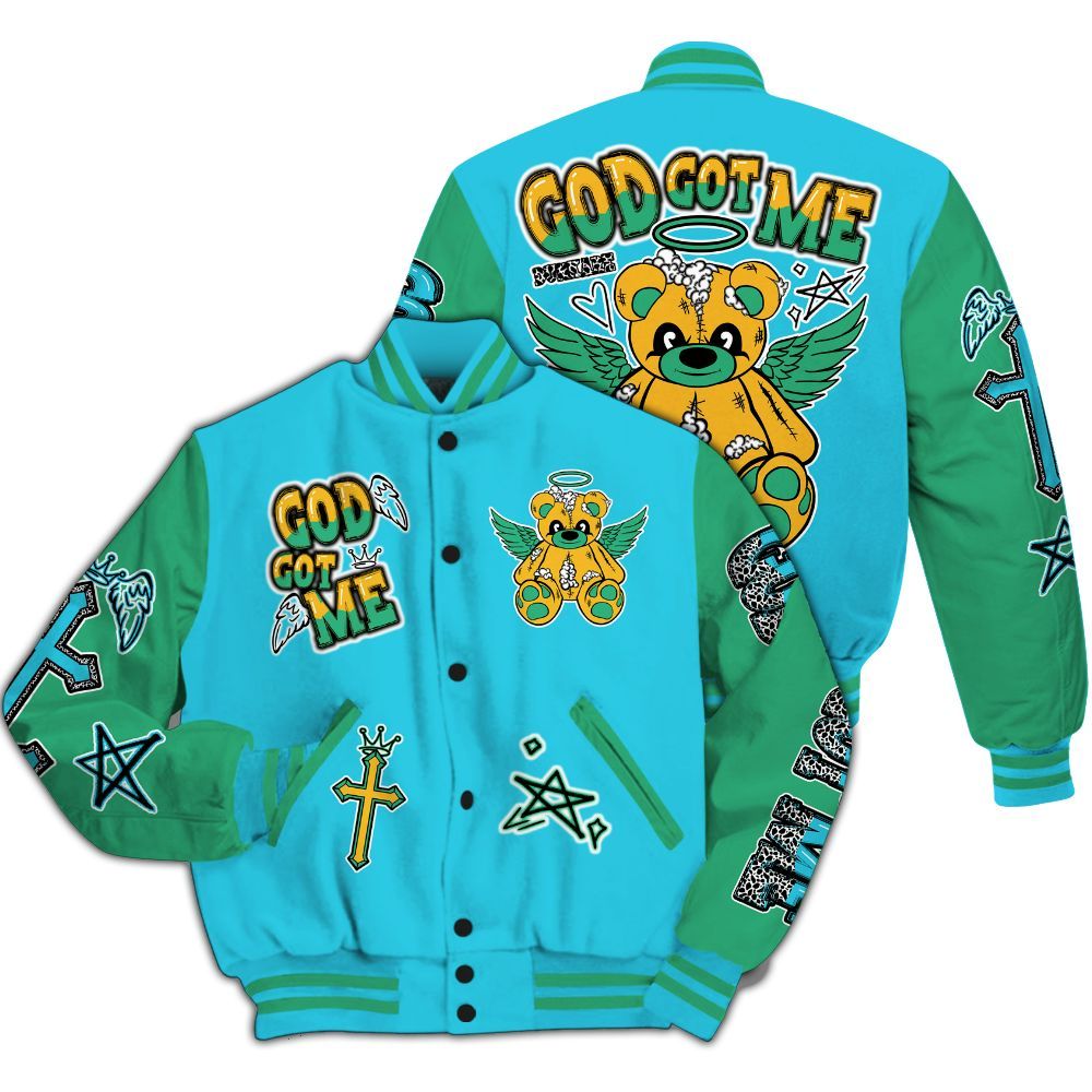 Varsity Jacket To Match Dunk Chunky Dunky - Gods Guides Me Bear All Over Print