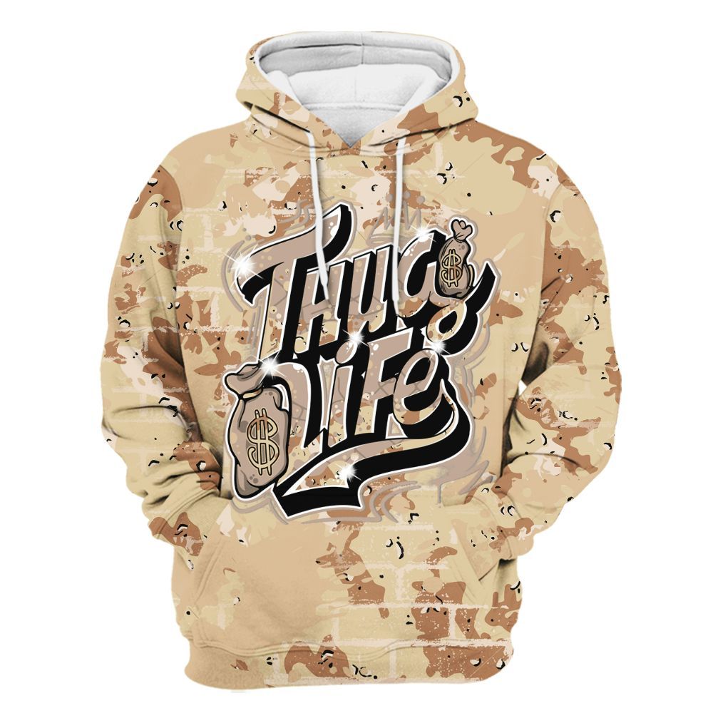 Hoodie To Match Desert Camo 3s - Free Thug Living Graphic Brick Art All Over Print