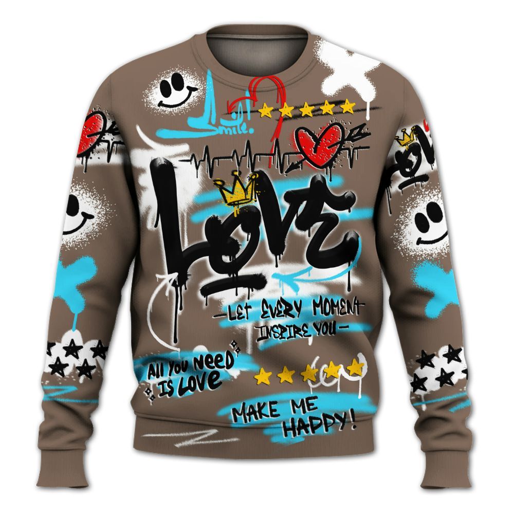 Sweatshirt To Match Olive Concord 9s - Happy Love Beats Graffiti Streetwear All Over Print