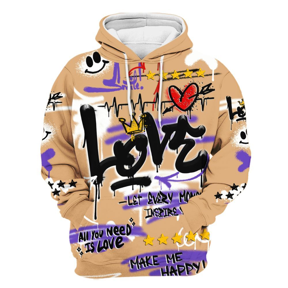 Hoodie To Match SE Afrobeats 7s - Happy Love Beats Graffiti Streetwear All Over Print