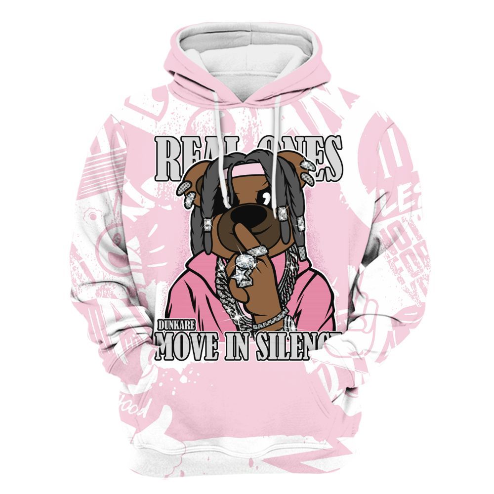 Hoodie To Match Orchid 4s - Silent Achievers Bear Monogram Graffiti All Over Print