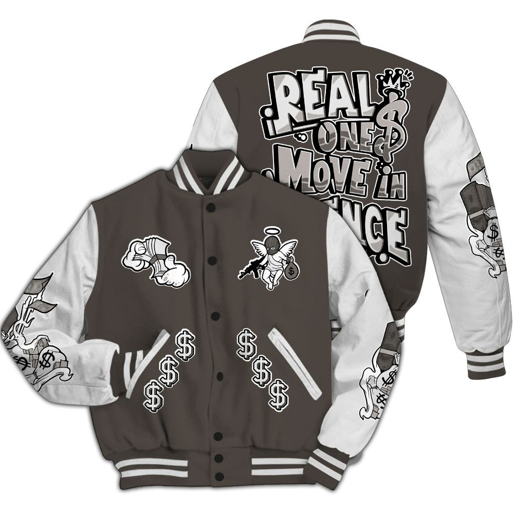 Varsity Jacket To Match Baroque Brown 12s - Ones Move In Silence Graphic All Over Print