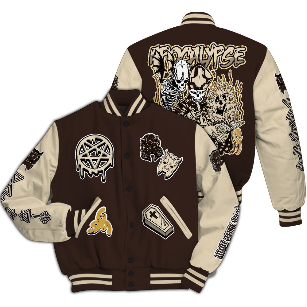 Varsity Jacket To Match 2025 Retro Earth 5s - Apocalypse Skeleton All Over Print