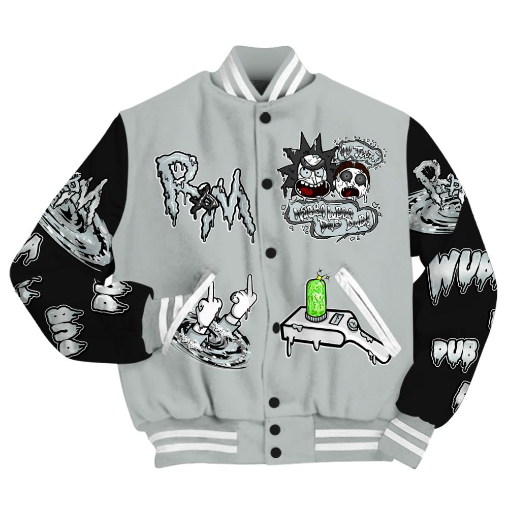 Varsity Jacket To Match Black Wolf Grey 12s - Wubba Rick Drip All Over Print