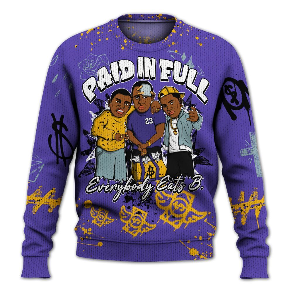 Sweater To Match Imperial Purple 4s - Everybody Paid In Full Crayon Graphic