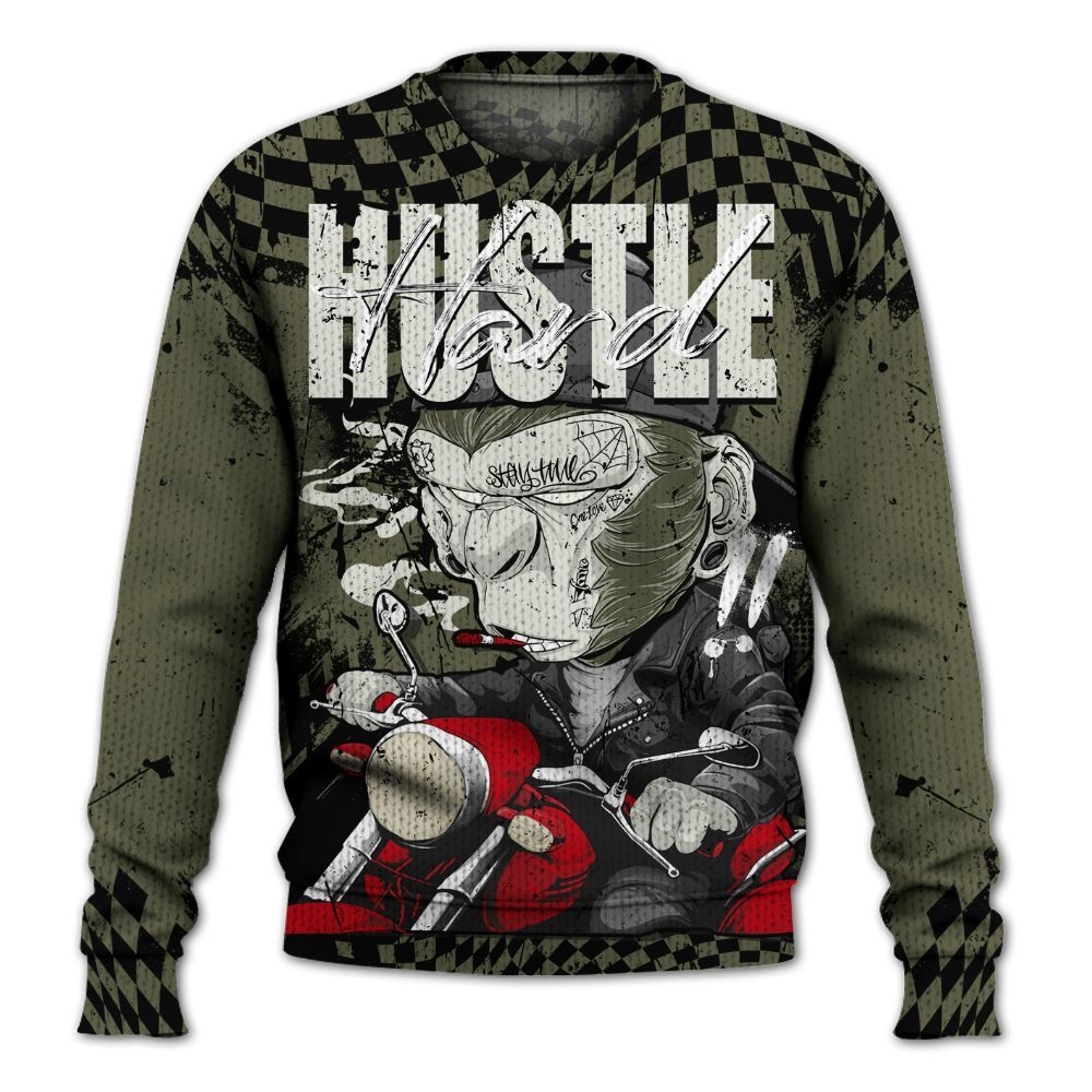 Knitted Sweater To Match Travis Scott Low OG Medium Olive 1s - Hustle Hard Monkey